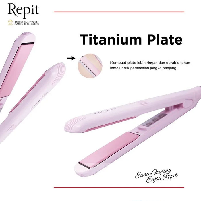Repit Catokan Pelurus Rambut Blueming Straightener 2.5 cm - Pink Blush